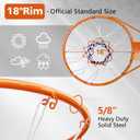 18" Basketball Rim Replacement, Wall Door Mounted Basketball Rim, Double Spring Solid Basketball Rim Replacement with Net Fits In-Ground & Wall-Mounted Basketball Hoops, Indoor/Outdoor