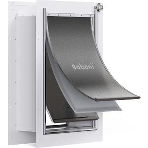 Baboni 3-Flap Pet Door for Wall, Steel Frame and Telescoping Tunnel, Aluminum Lock, Double Flap Dog Door and Cat Door, Strong and Durable (Pets Up to 100 Lb) -Large
