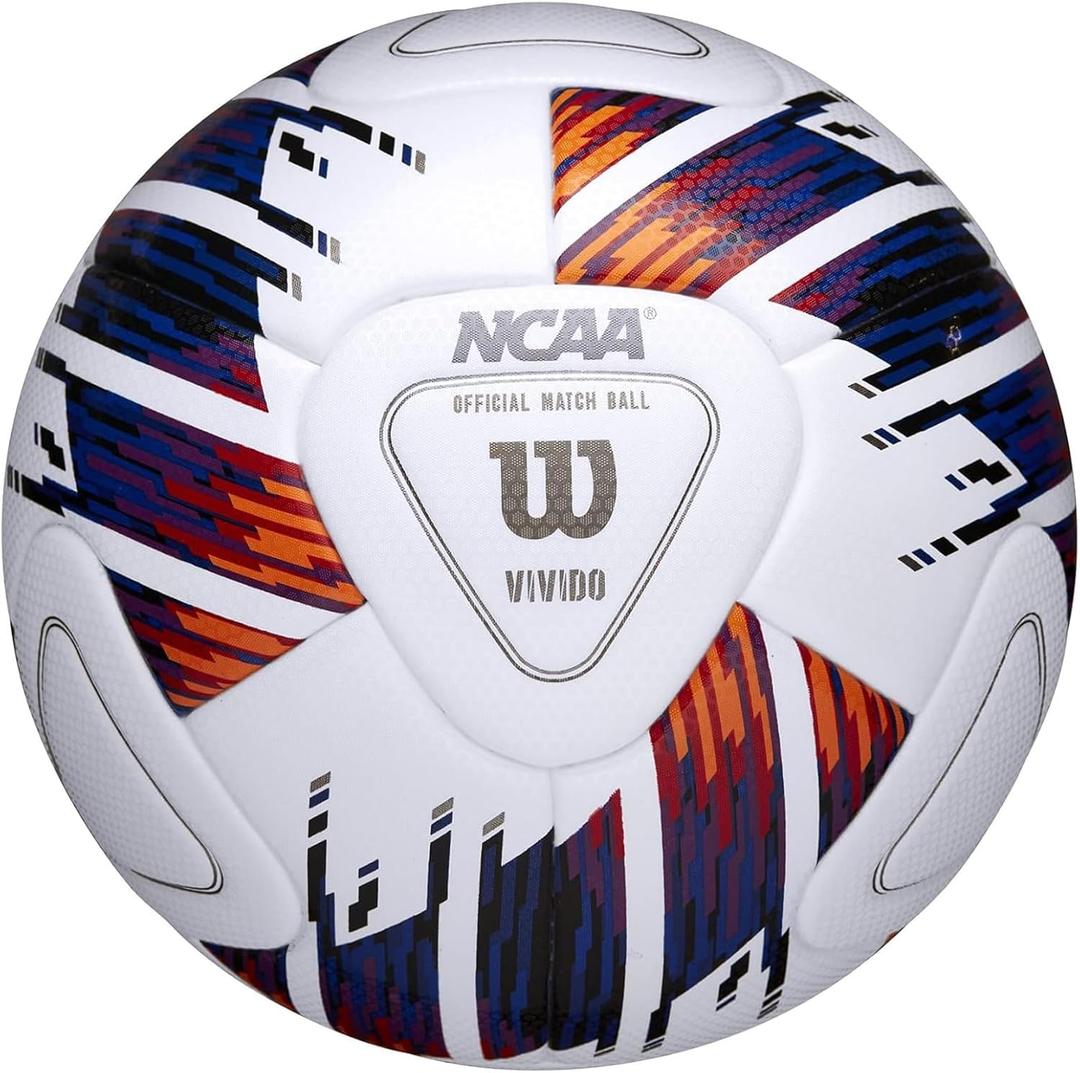 WILSON NCAA Vivido Soccer Ball - Size 5, White/Purple/Orange