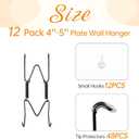 Bilillo 12 Pack Plate Hangers for the Wall, Suitable for 4-5 Inch Decorative Plate, Invisible Heavy Duty Wire Plate Holder with Wall Hooks, Plate Hangers for Displaying Plates, Platter, Dish