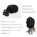 Black Messy Bun Hair Clips with Hair Attached Curly Ponytail Extension Easy Updo Hair Piece for Ladies
