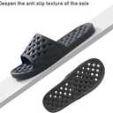 Shower Shoes for Adult Comfortable and Soft Slippers Quick Dry Non-Slip with Drain Holes for Bathroom (10.5-11 Wide Women/9-10 Wide Men, Black)
