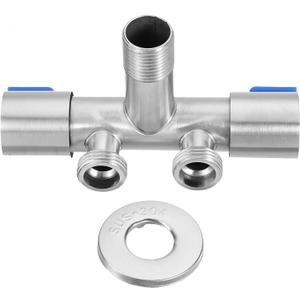 uxcell 2 Way Garden Hose Splitter, Stainless Steel 1/2" Heavy Duty Water Hose Connector Pipe Hose Adapter Faucet Adapter for Water Pipes Washing Machine Tap Shunt, Blue