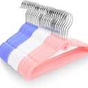 HozyFrozy Multi-Color Premium Kids Velvet Hangers with Mini Hooks, Pack of 30, Non-Slip Space Saving Cascading Clothes Hangers, Pink, Lavender and White, 10 Units Each