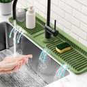 24'' Longer Faucet Mat for Kitchen Sink Splash Guard[7 Slope Fast Self-draining][Snap Lock Fit] Kitchen Sink Faucet Mat Splash Guard Kitchen Sink Area Water Splash Guard Behind Faucet Draining Mat