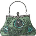 Womens Vintage Floral Beaded Rhinestone Embroidery Clutch Sequin Crossbody Bag Evening Handbag for Bridal Wedding Party Prom