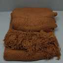 LOMAO Knitted Throw Blanket with Tassels Bubble Textured Lightweight Throws for Couch Cover Home Decor (Caramel, 60x80)
