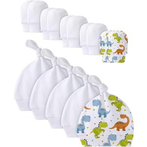 Newborn Baby Hats Mittens Set Blank Sublimation Infant Baby Hats White Newborn Beanie Soft Mittens for 0-12 Months (15)