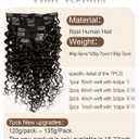 Hetto Curly Clip in Hair Extensions - Darkest Brown 120g 7pcs 22 Inch WW - 3a-3c Deep Water Wave, Full Head Remy Real Human Hair Invisible Natural Look for Women