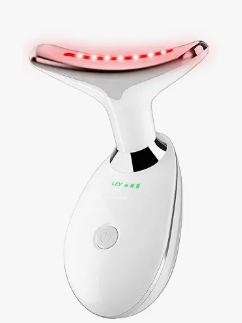 ELISHINE 7 Color Face and Neck Massager Light Therapy, Red Light Based Facial Massager for Skin Care, Smoothing, Firming (White)