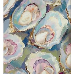 Likjad Blue Coastal Beach Oyster Door Cover Decorations, Pastel Seashell Nautical Doorway Curtains Door Covers Banners Photography Background Backdrop for Beach House Cabin Home Decor, 35 * 79 Inch