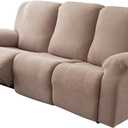 Genina Recliner Cover Stretch Couch Covers, Sofa slipcover for Reclining Couch Thick Jacquard Furniture Protector Washable (Taupe, 3 Seat)