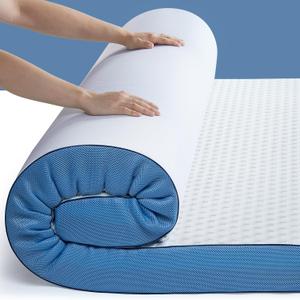 PERLECARE 3 Inch Firm Mattress Topper Queen, Cooling Gel-Infused & Bamboo Charcoal Memory Foam Bed Topper for Pressure Relief, High-Density Mattress Pad with Removable Cover