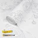 Shelf Liners for Kitchen Cabinets 17in x 20FT Non Adhesive Drawer Liner Sliver Floral Thickened Shelf Liner Paper Strong Non-Slip Easy to Clean for Tool Box Refrigerator with Knife and Tape Measure, 17.3"W x 236.2"L