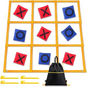 Tic Tac Toe Game - 4ft x 4ft Outdoor Yard Giant Tic Tac Toe for Backyard, Camping, Lawn, Portable No Assembly Outdoor Bean Bag Toss Game for Family and Kids
