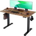 Claiks Electric Standing Desk, Adjustable Height Stand up Desk, 24x48 Inches Sit Stand Home Office Desk with Splice Board, Black Frame/ Rustic Brown Top