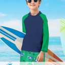 Boys Long Sleeve Rash Guard Swimsuit Kids 2-Pieces Bathing Suits Set (10-12 Years, Grass Green)