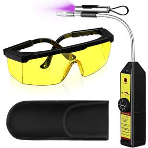 AC Leak Detector Kit, WJL-6000UV Refrigerant Leak Detector Auto Air Conditioner Tool Test Detection Kit Halogen Gas Leakage Tester UV Protective Glasses AC Sniffer R22 R410A R134A 1234YF