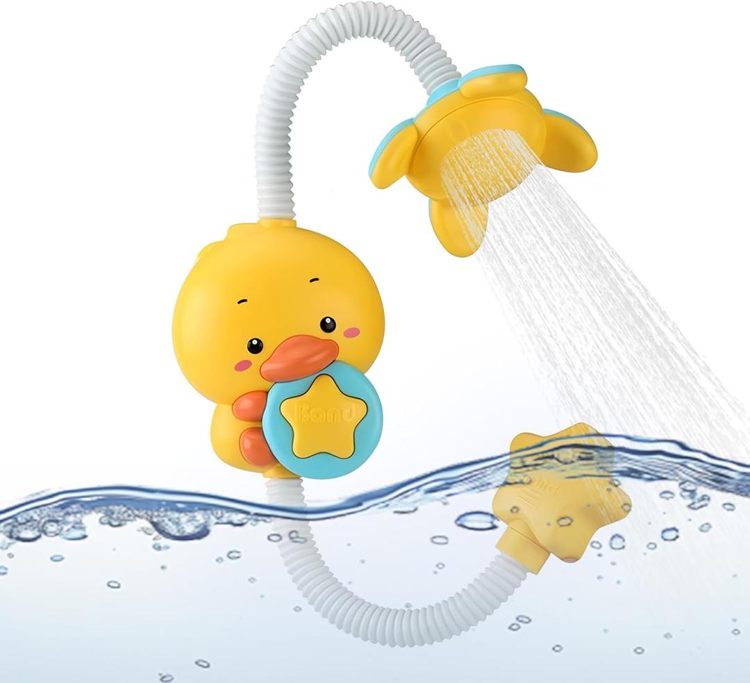 Baby Bath Shower HeadElectric Duck Bath Shower Toy, Baby Bath Toy with Soft Hose &Adjustable Sprinkler, Fun Water Play for Toddlers, Infant Shower Gift for Boys &Girls