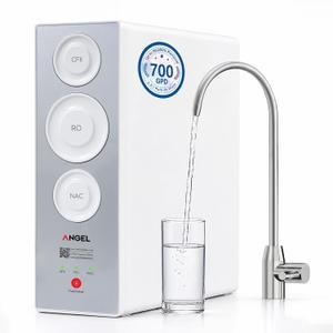 ANGEL X2 Tankless Reverse Osmosis Water Filter System, 700GPD, Removes 99% PFAS, Tested to NSF/ANSI 58, 42 & 372 Standards, 2.5:1 Pure to Drain, Reduce Chlorine, TDS, Under Sink RO System with Faucet