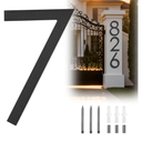 12 Inch Modern House Numbers For Outside Metal Large Address Numbers For House Number Matte Black Floating Outdoor Flush Mount Vertical Aluminum Home Address Numbers 7