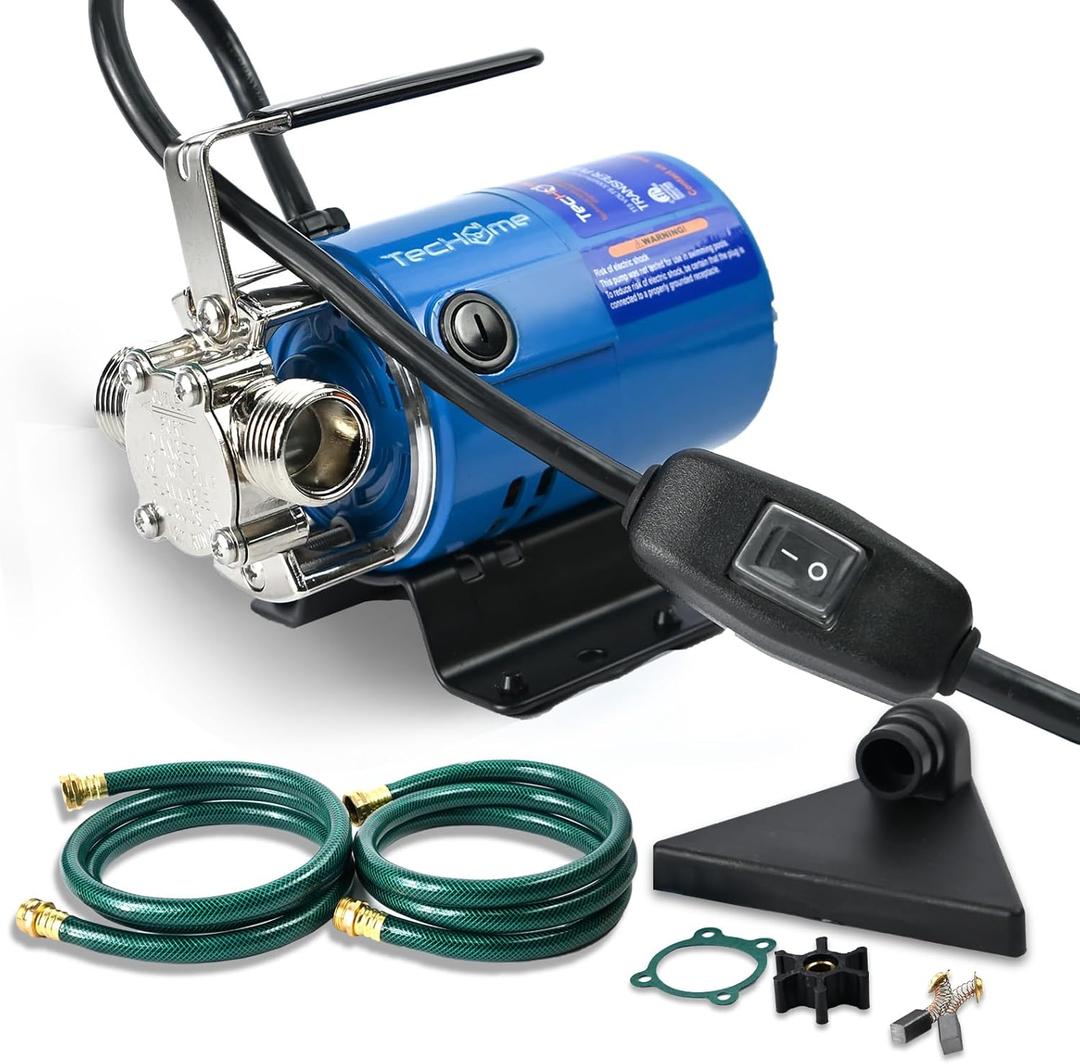 Water Transfer Pump, 115V 1/10 HP 330 GPH Electric Utility PumpWith ON/OFF Switch And 2 * 6 Feet Water Hoses Kit.