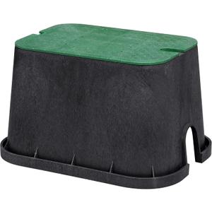 Orbit 53214 20" Jumbo Rectangular Valve Box with Lid, 12" Height, Black/Green