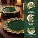 Green Charger Plates with Flower Rim, 13" Round Charger for Dinner Plates, Set of 6 Plastic Plate Chargers for Halloween, Thanksgivng, Christmas.