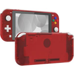 eXtremeRate Clear Red DIY Replacement Shell for Nintendo Switch Lite, NSL Handheld Controller Housing with Screen Protector, Custom Case Cover for Nintendo Switch Lite