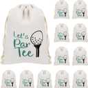 Locmeo 24 Pack Golf Party Favor Bags 6 x 8 Inch Golf Drawstring Burlap Gift Pouch Linen Print Bags Bulk for Goodie Snack Treat Birthday Baby Shower Supplies Team Gifts (6 x 8 Inch)