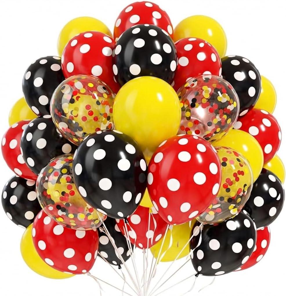 Mouse Color Balloons - 80Pcs 12 5 inch Mouse Color Polka Dot Latex Party Balloons with Confetti for Baby Shower Birthday Themed Kids' Cartoon Party Decorations Supplies
