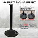 4 Pack Stanchions Post with Velvet Rope, Crowd Control Stanchions, Queue Pole for for Movie Theater, Party Supplies(Black)