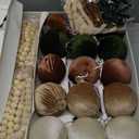 Christmas Velvet Ornaments Decor Kit 2.36'' Christmas Tree Ornaments Balls Vintage Velvet Bows 5.5 Yard Ribbon for Xmas Tree Hanging Decorations, Green and Brown