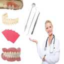 Denture Do it Yourself Full Set of Top and Bottom partial dentures and full dentures,equipped with DIY tool kit and temporary teeth,Create Your Perfect Smile at Home-R