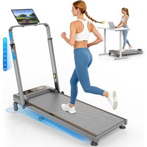 Treadmill Walking Pad with 12% Incline & Height Adjustable Handle Bar, Trisomy 4 in 1 Walking Pad with Handle Bar, 350LBS Foldable Walking Pad Treadmill with Incline for Home, 3.5HP Small Treadmills