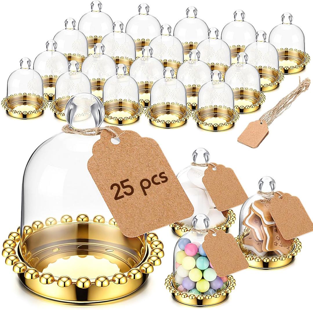 Baderke 24 Pack 4" Gold Crown Jar Candy Container Favors with Dome for Wedding, Bridal Shower, Baby Shower, Birthday, Candy Jars Decorations