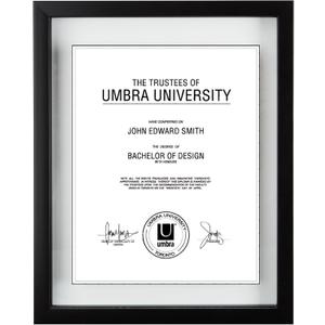 Umbra Document Frame - 11x14 Picture Frame, Floating Frame for Displaying 8-1/2x11 or 11x14 Document, Diploma, Certificate, Photo or Artwork, Black