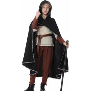 Ezuwail Boys Renaissance Costumes Outfit Kids Medieval Viking Costume Sets for Halloween, Ren Fair (130, Beige)