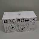 Getstar Ceramic Dog Bowls Set with Acacia Wood Stand, 3.5 Cups Pet Bowls Set of 2 for Medium Dogs, Cute Dog Food Bowl, Cat Bowls (Vintage Blue)