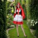 Colorful House Red Little Riding Hood Costume For Women, Christmas Halloween Party Dress with Cape Adult Role Playing (S)