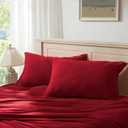 Household 100% Jersey Cotton Pillowcase 20x36-Light Weight, Comfortable, Super Soft Pillow Case with Envelope Closure Extremely Durable Set of 2 (Red, King Size Pillowcase)