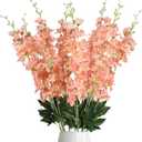 Delphinium Artificial Flowers,8PCS Long Stem Silk Larkspur Flowers 33.5'' Faux Delphinium Stems for Tall Vase Home Wedding Table Decor(Coral