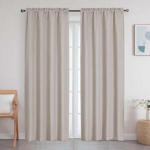 WelvetBLK Moon Beige Curtains 84 Inch Length 2 Panels Set, Faux Linen Textured Light Filtering Curtains for Bedroom Living Room Soft Airy Solid Rod Pocket Drapes, Moon Beige, 2 Pcs Each 40Wx84L Inch
