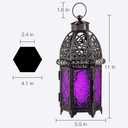 DECORKEY Halloween Decorations Indoor, Purple Decorative Candle Lantern for Moroccan Light Decor, 12.8 Vintage Metal Hanging&Tabletop Lantern, Ramadan Lantern for Home Outdoor Patio(Purple)