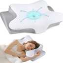Cervical Neck Pillow for Sleeping - Ergonomic Side Sleeper Pillow for Pain Relief, Contour Cervical Pillow for Neck Support, Orthopedic Memory Foam Pillows Bed Pillow for Side Back Stomach Sleeper (White)