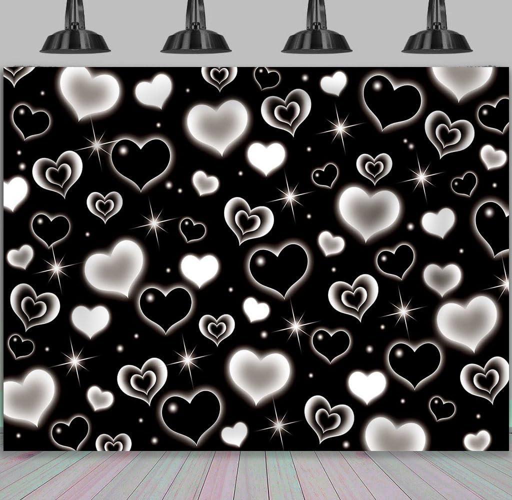 Black Heart 2000s Backdrop Banner 7x5ft Sweet Y2K Photography Background Early 2000s Party Decorations Photo Banner Props Supplies