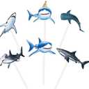 WERNNSAI 36 PCS Shark Cupcake Toppers - Shark Cake Toppers Ocean Birthday Party Decorations Summer Cake Toppers Under The Sea Cake Decors for Kids Ocean Baby Shower Party Supplies