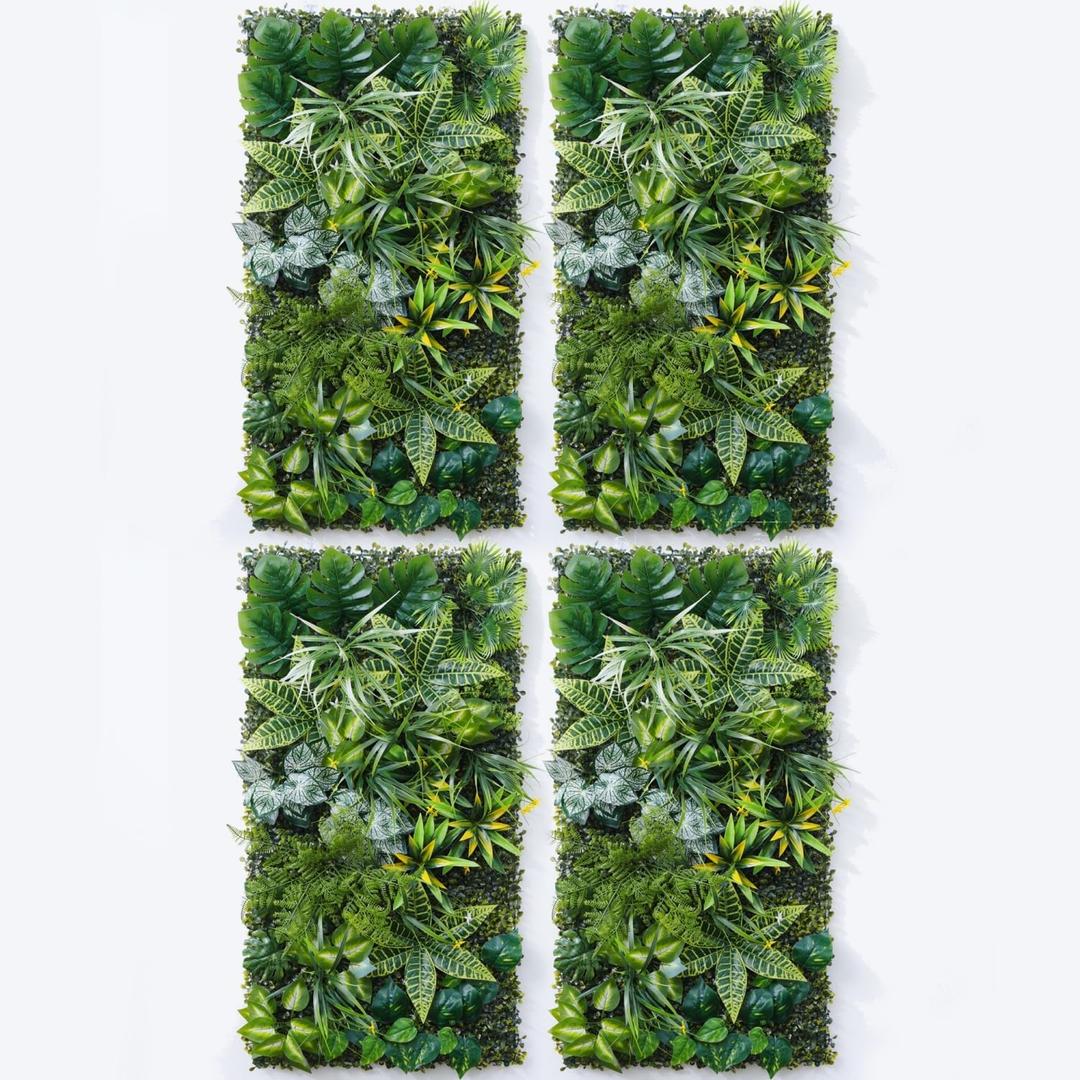 Artificial Greenery Wall Panels, 4 Pack, 20 x 40 in, Faux Grass Wall