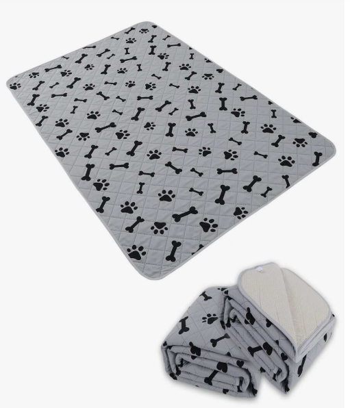 Washable Dog Pee Pads with Puppy Grooming Gloves, Puppy Pads, Reusable Pet Training Pads, Large Dog Pee Pad, Waterproof Pet Pads for Dog Bed Mat, Super Absorbing Whelping Pads  32×42 in (Grey)