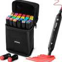 Alcohol Based Markers, 24 Colors Dual Tip Art Marker Set Fine & Chisel, Permanent Colored Pens for Adults Coloring Book Artists Illustration Sketch Lettering Drawing Cards Planner